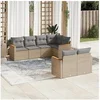 Image de Salon de jardin modulable resine tressee beige 7 pieces x 61.5 x 69 7 personnes