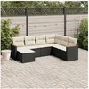 Image de Salon de Jardin avec Coussins 7 pcs, Canapés de Terrasse, Ensemble de Meubles de Patio, Mobilier d'Extérieur, Noir 3226203