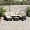 Image de Salon de jardin modulable rotin noir 8 pieces x 61.5 x 69 7 personnes