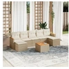 Image de Salon de jardin modulable beige 7 personnes resine tressee 62 x 61.5 x 69 cm 8 pieces