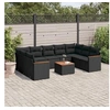 Image de Salon de Jardin avec Coussins 10 pcs, Canapés de Terrasse, Ensemble de Meubles de Patio, Mobilier d'Extérieur, Noir 3226279
