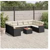 Image de Salon de Jardin avec Coussins 10 pcs, Canapés de Terrasse, Ensemble de Meubles de Patio, Mobilier d'Extérieur, Noir 3226280