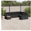 Image de Salon de Jardin avec Coussins 10 pcs, Canapés de Terrasse, Ensemble de Meubles de Patio, Mobilier d'Extérieur, Noir 3226314