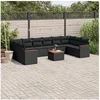 Image de Salon de Jardin avec Coussins 11 pcs, Canapés de Terrasse, Ensemble de Meubles de Patio, Mobilier d'Extérieur, Noir 3226328