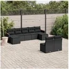 Image de Salon de jardin modulable resine tressee noir 9 pieces 62 x 55 x 69 9 personnes