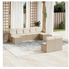 Image de Salon de jardin modulable Lot de 9 pieces resine tressee Beige 9 personnes 55x62x69 cm