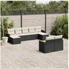 Image de Salon de Jardin avec Coussins 9 pcs, Canapés de Terrasse, Ensemble de Meubles de Patio, Mobilier d'Extérieur, Noir 3226399