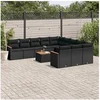 Image de Salon de Jardin avec Coussins 12 pcs, Canapés de Terrasse, Ensemble de Meubles de Patio, Mobilier d'Extérieur, Noir 3226433
