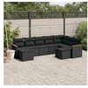 Image de Salon de Jardin avec Coussins 9 pcs, Canapés de Terrasse, Ensemble de Meubles de Patio, Mobilier d'Extérieur, Noir 3226538