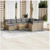 Image de Salon de jardin modulable resine tressee beige 11 personnes 62 x 62 x 69 cm 11 pieces