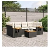 Image de Salon de Jardin avec Coussins 7 pcs, Canapés de Terrasse, Ensemble de Meubles de Patio, Mobilier d'Extérieur, Noir 3226637