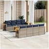 Image de Salon de Jardin avec Coussins 9 pcs, Canapés de Patio, Ensemble de Meubles, Mobilier de Terrasse Exterieur, Gris 3226663