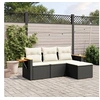 Image de Salon de Jardin avec Coussins 4 pcs, Canapés de Terrasse, Ensemble de Meubles de Patio, Mobilier d'Extérieur, Noir 3226742
