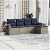 Image de Salon de Jardin avec Coussins 5 pcs, Canapés de Patio, Ensemble de Meubles, Mobilier de Terrasse Exterieur, Gris 3226761