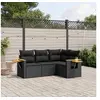 Image de Salon de Jardin avec Coussins 4 pcs, Canapés de Terrasse, Ensemble de Meubles de Patio, Mobilier d'Extérieur, Noir 3226769