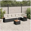 Image de Salon de Jardin avec Coussins 7 pcs, Canapés de Terrasse, Ensemble de Meubles de Patio, Mobilier d'Extérieur, Noir 3226833