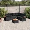 Image de Salon de Jardin avec Coussins 7 pcs, Canapés de Terrasse, Ensemble de Meubles de Patio, Mobilier d'Extérieur, Noir 3226846