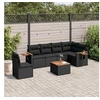 Image de Salon de jardin modulable resine tressee noir 7 pieces 6 personnes