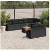 Image de Salon de Jardin avec Coussins 9 pcs, Canapés de Terrasse, Ensemble de Meubles de Patio, Mobilier d'Extérieur, Noir 3226993