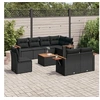 Image de Salon de Jardin avec Coussins 9 pcs, Canapés de Terrasse, Ensemble de Meubles de Patio, Mobilier d'Extérieur, Noir 3227007