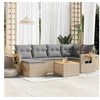Image de Salon de jardin modulable - Pack de 7 pièces - Résine tressée - Beige - 6 personnes - Table pliante 62x62x69 cm