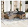 Image de Salon de jardin avec coussins 7 pcs beige résine tressée 3227046