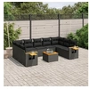 Image de Salon de jardin modulable resine tressee noir 10 pieces 9 personnes
