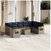 Image de Salon de Jardin avec Coussins 10 pcs, Canapés de Patio, Ensemble de Meubles, Mobilier de Terrasse Exterieur, Gris 3227125