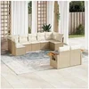 Image de Salon de Jardin avec Coussins 9 pcs, Canapés de Terrasse, Ensemble de Meubles de Patio, Mobilier d'Extérieur, Beige 3227129