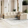 Image de Salon de Jardin avec Coussins 9 pcs, Canapés de Terrasse, Ensemble de Meubles de Patio, Mobilier d'Extérieur, Beige 3227143