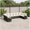 Image de Salon de jardin modulable resine tressee noir 10 pieces 62.0 x 62 x 69 10 personnes