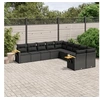 Image de Salon de Jardin avec Coussins 10 pcs, Canapés de Terrasse, Ensemble de Meubles de Patio, Mobilier d'Extérieur, Noir 3227189