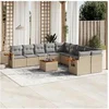 Image de Salon de jardin modulable - Lot de 11 pièces - Résine tressée - 10 personnes - Beige