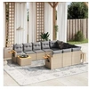 Image de Salon de jardin modulable - Lot de 11 pièces - Beige Rotin 10 personnes Table pliante 62x62x69 cm