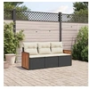 Image de Salon de Jardin avec Coussins 3 pcs, Canapés de Terrasse, Ensemble de Meubles de Patio, Mobilier d'Extérieur, Noir 3227435