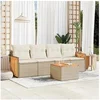 Image de Salon de jardin modulable resine tressee beige 5 pieces x 59 x 69 4 personnes