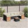 Image de Salon de Jardin avec Coussins 8 pcs, Canapés de Terrasse, Ensemble de Meubles de Patio, Mobilier d'Extérieur, Noir 3227491