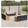 Image de Salon de Jardin avec Coussins 12 pcs, Canapés de Terrasse, Ensemble de Meubles de Patio, Mobilier d'Extérieur, Noir 3227512