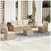 Image de Salon de Jardin avec Coussins 6 pcs, Canapés de Terrasse, Ensemble de Meubles de Patio, Mobilier d'Extérieur, Beige 3227535