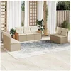 Image de Salon de jardin modulable resine tressee beige 7 pieces x 59 x 69 7 personnes