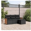 Image de Salon de Jardin avec Coussins 4 pcs, Canapés de Terrasse, Ensemble de Meubles de Patio, Mobilier d'Extérieur, Noir 3227581