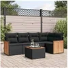 Image de Salon de Jardin avec Coussins 6 pcs, Canapés de Terrasse, Ensemble de Meubles de Patio, Mobilier d'Extérieur, Noir 3227630