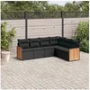 Image de Salon de Jardin avec Coussins 6 pcs, Canapés de Terrasse, Ensemble de Meubles de Patio, Mobilier d'Extérieur, Noir 3227679