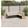 Image de Salon de Jardin avec Coussins 6 pcs, Canapés de Terrasse, Ensemble de Meubles de Patio, Mobilier d'Extérieur, Noir 3227680