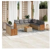 Image de Salon de jardin modulable Lot de 10 pièces résine tressée beige 9 personnes - Table fixe