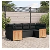 Image de Salon de Jardin avec Coussins 6 pcs, Canapés de Terrasse, Ensemble de Meubles de Patio, Mobilier d'Extérieur, Noir 3227938