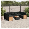 Image de Salon de Jardin avec Coussins 10 pcs, Canapés de Terrasse, Ensemble de Meubles de Patio, Mobilier d'Extérieur, Noir 3227959