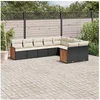 Image de Salon de Jardin avec Coussins 9 pcs, Canapés de Terrasse, Ensemble de Meubles de Patio, Mobilier d'Extérieur, Noir 3227981