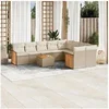Image de Salon de jardin modulable beige 9 personnes resine tressee 62 x 62 x 69 cm 10 pieces