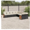 Image de Salon de jardin 10 pcs avec coussins noir résine tressée 3228030